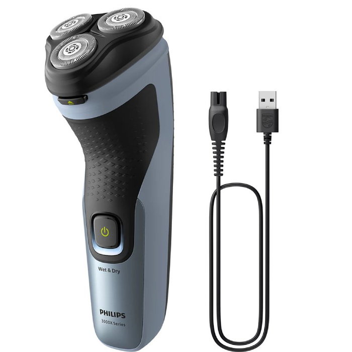 Philips Shaver Series 3000X X3063 Azul Celestial, Afeitadora Eléctrica Wet&Dry con 2 Accesorios